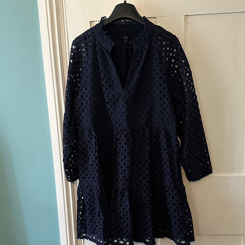 Navy Eyelet Dress